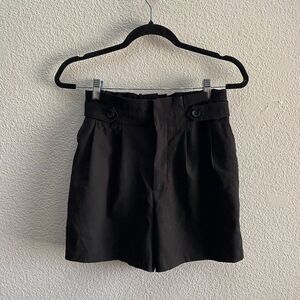 Banana Republic High Waist Paper Bag Shorts Black Color Size 4 Casual Pleated